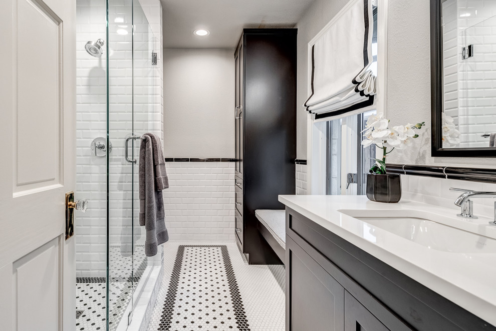 Dallas Guest Bathroom in Black & White - Rustic - Bathroom - Dallas ...