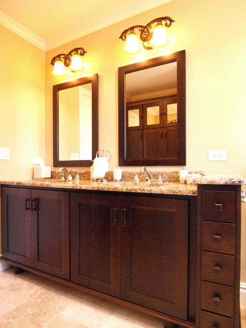 Dark Wood Double Vanity - His & Hers - Transitional - Bathroom - Newark 