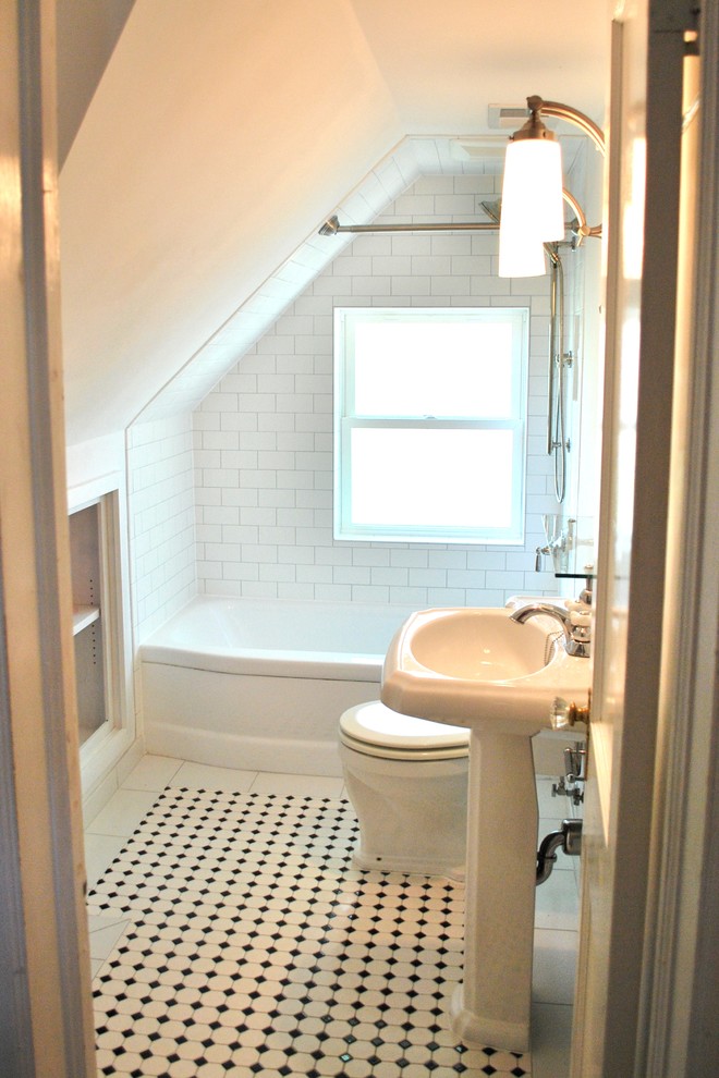 Inspiration for a timeless shower curtain remodel in DC Metro