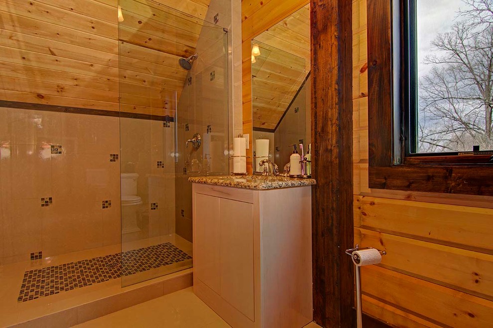 Immagine di una stanza da bagno stile rurale di medie dimensioni