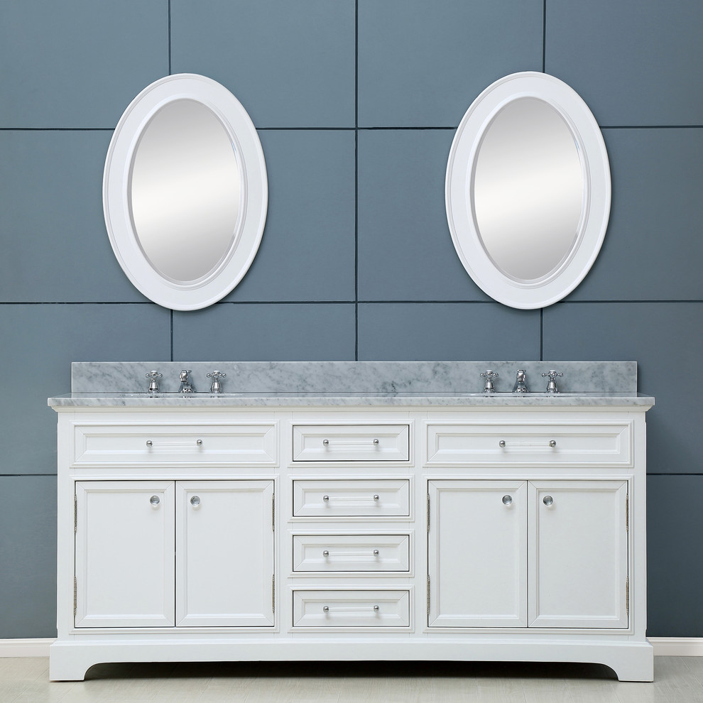 Derby 72" White Bathroom Vanity Modern Bathroom Los Angeles by
