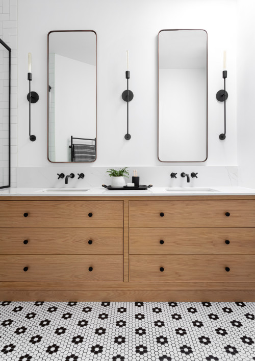 Playful Kids' Space: Black and White Floor Tiles in the Kid's Bathroom