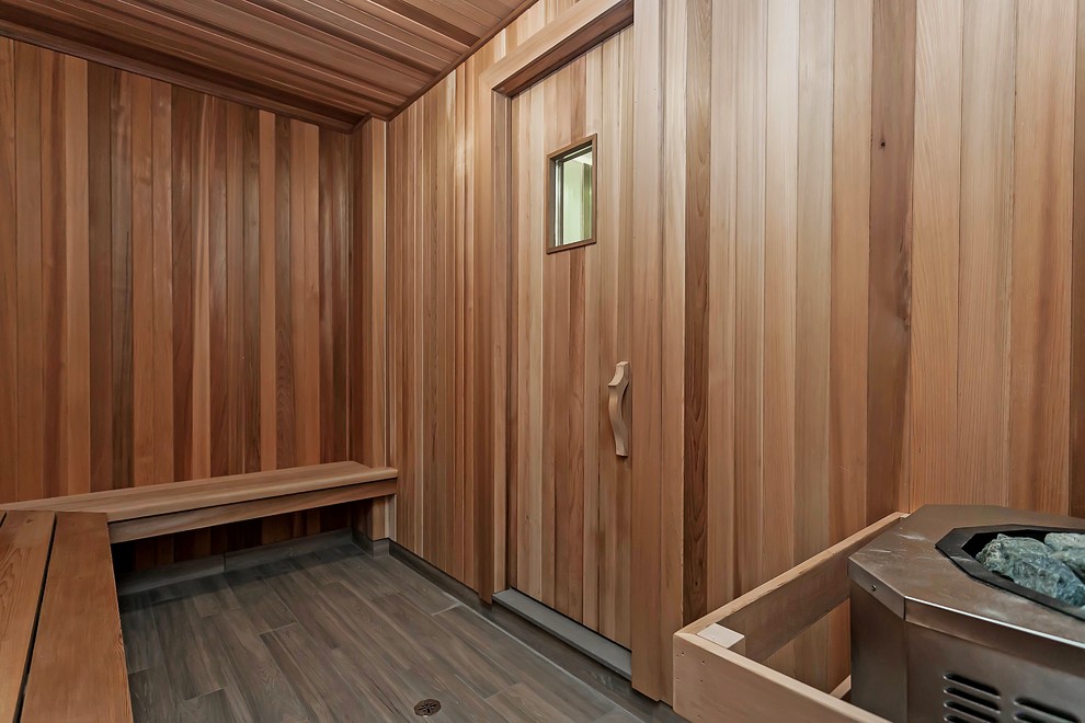 Scandinavian sauna bathroom in Toronto.