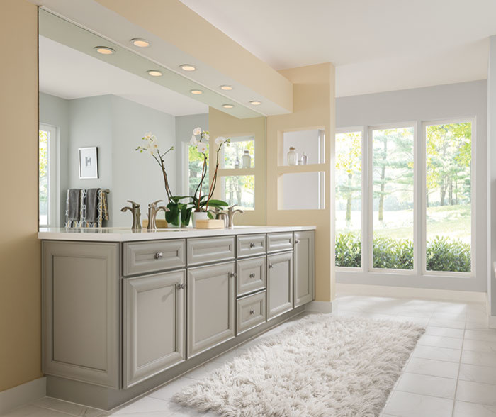 Inspiration for a timeless master bathroom remodel in Other with gray cabinets