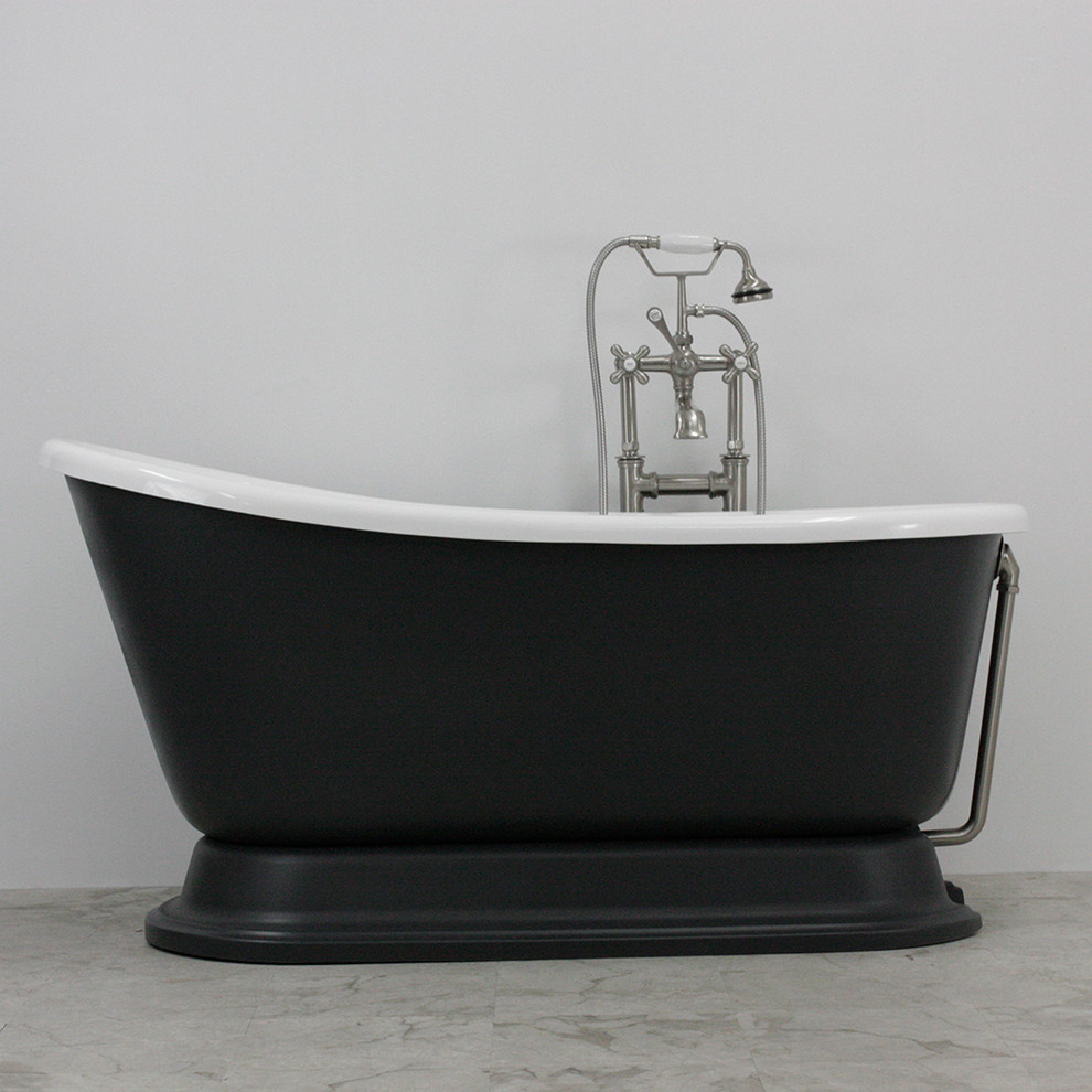 Inspiration for a mediterranean freestanding bathtub remodel in Tampa