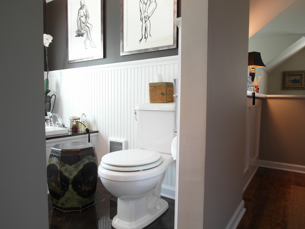 Eclectic drop-in bathtub photo in Portland with a two-piece toilet