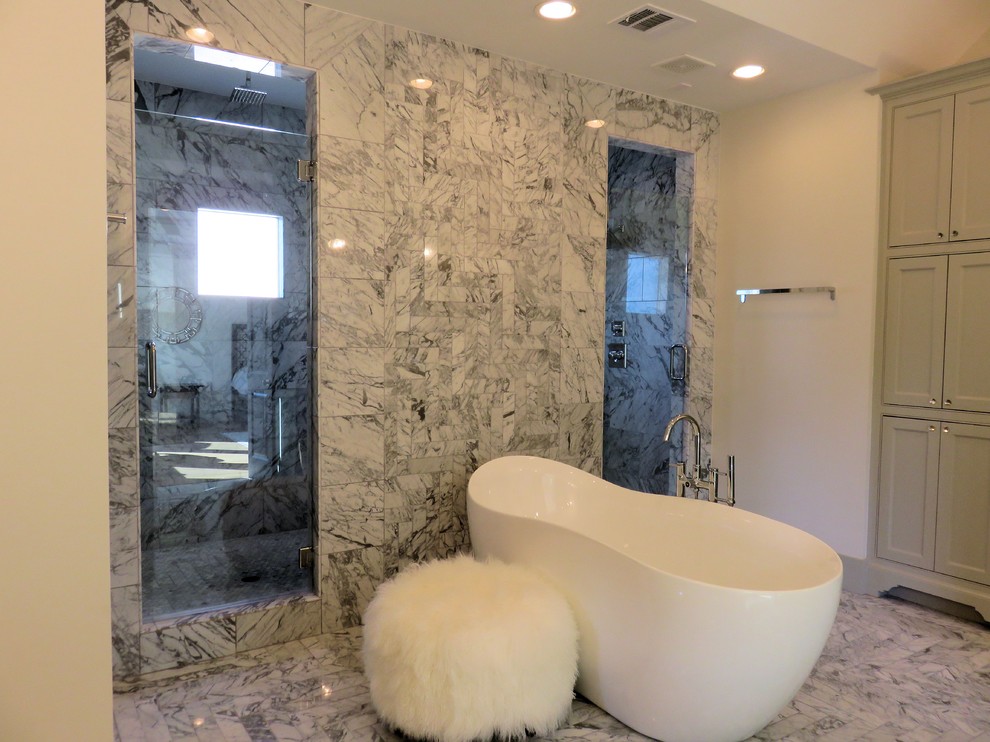 Double Entry Frameless Shower Doors Contemporary Bathroom Houston