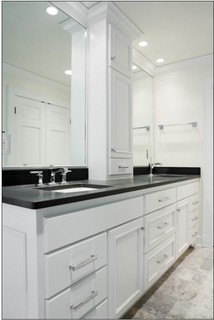 Double Sink Vanity W Center Tower Contemporary Bathroom Milwaukee By A Fillinger Inc Houzz