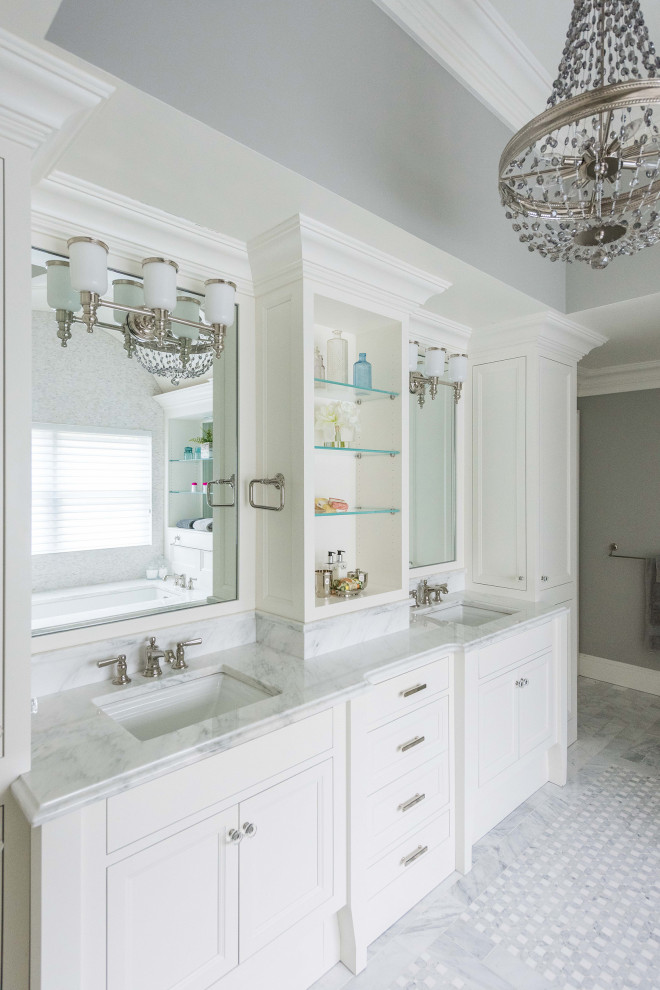 Double Vanity and storage tower Traditional Bathroom New York