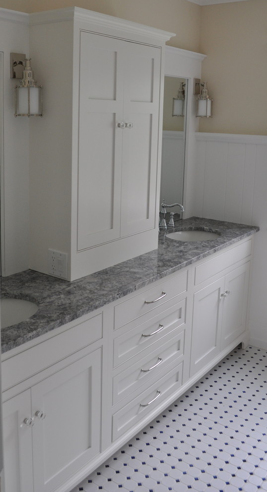 Double Vanity with lots of storage Rustic Bathroom Portland Maine