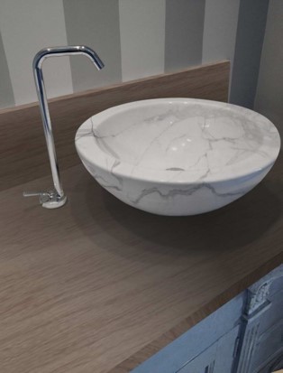 Idee per una piccola stanza da bagno minimalista con ante in stile shaker, ante grigie, lavabo a bacinella e top in legno