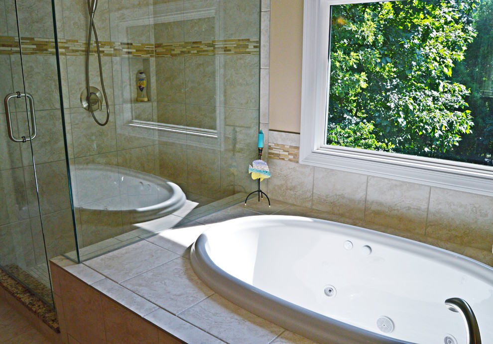 Dunwoody, GA Compact Master Bathroom Renovation Beach Style