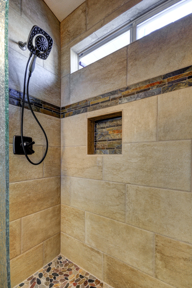 Earthtoned Master Bath on Corvalis Rustic Bathroom Las Vegas