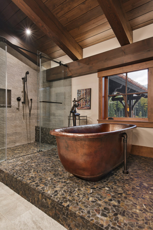 Elegance Redefined: Rustic Bliss with a Copper Freestanding Soak