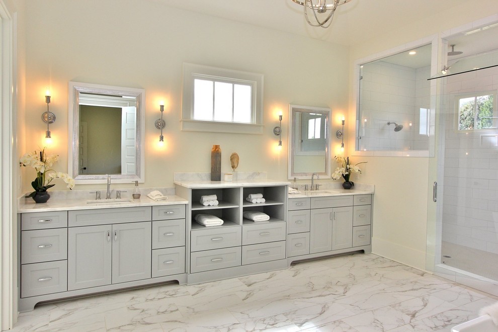 Ebenezer Pond lot 14 Farmhouse Bathroom Atlanta by ETB Homes