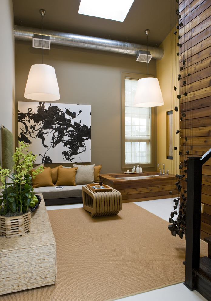 Inspiration for a contemporary bathroom remodel in DC Metro with an undermount tub