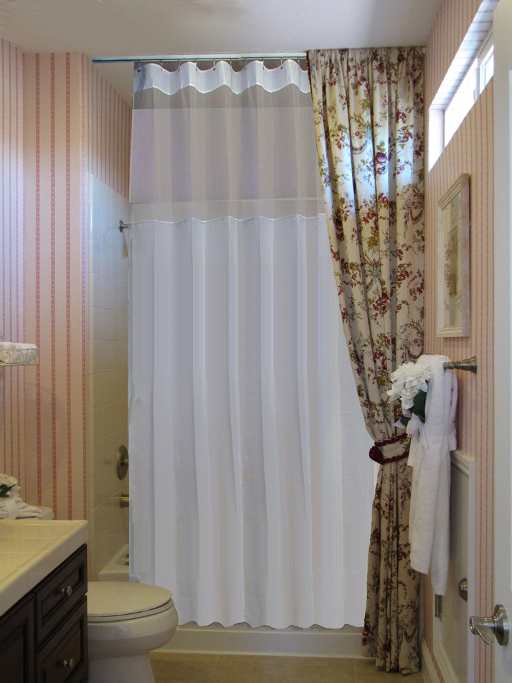 Traditional Bathroom Sacramento, Ceiling Shower Curtain Ideas