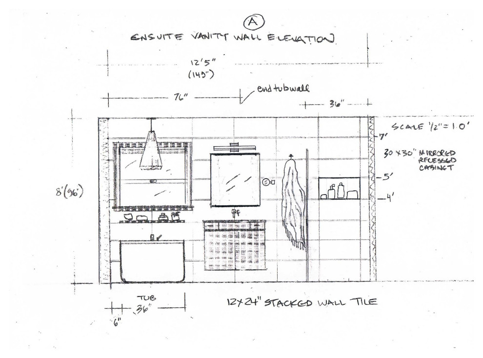 Elevation drawings Modern Bathroom Other by Fowler Interior