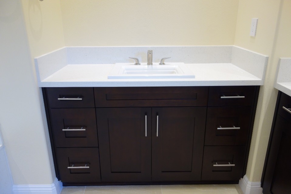 Espresso Shaker Vanity With Quartz Countertop Traditional Bathroom Los Angeles By Homeco Kitchen Bath