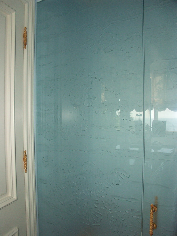 Etched Glass/Water Closet door Traditional Bathroom Los Angeles by Mark Levy Studio Houzz