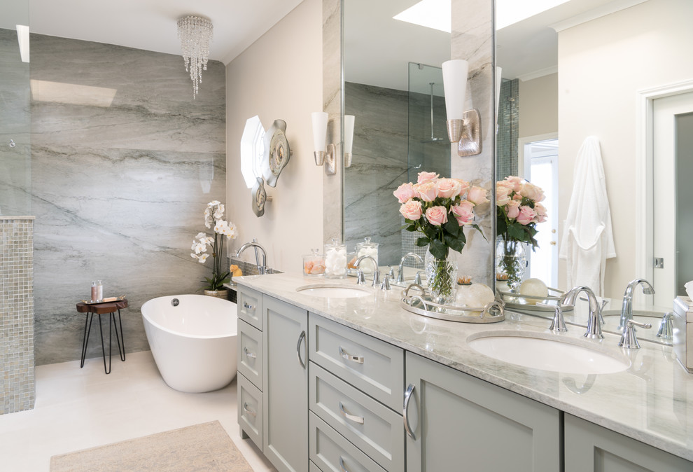 Ethereal Master Bathroom Remodel Transitional Bathroom Dallas By Dona Rosene Interiors Houzz