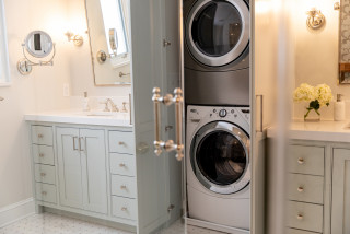 Eton Master Bath Remodel with Built-In Washer Dryer Custom Cabinet in ...