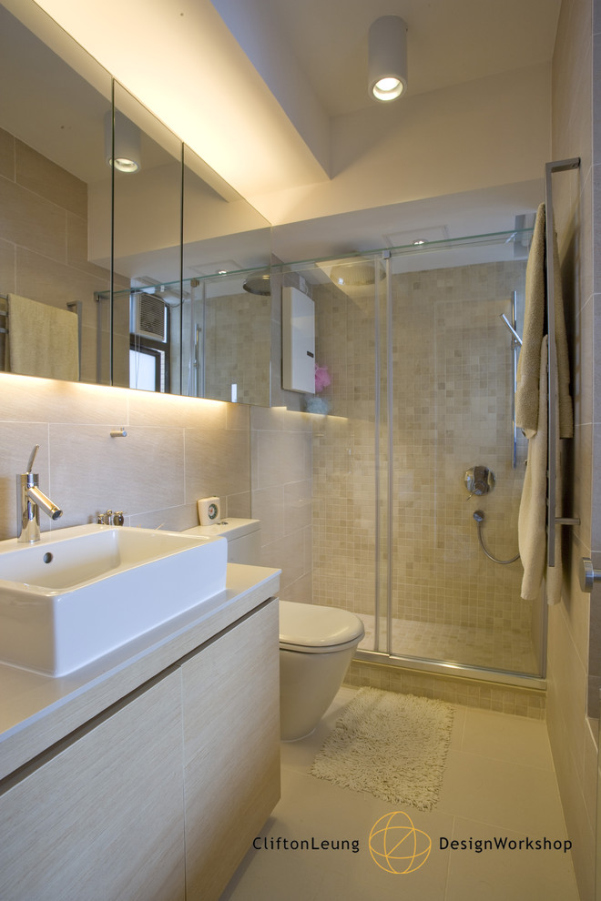 香港にあるコンテンポラリースタイルのおしゃれな浴室の写真