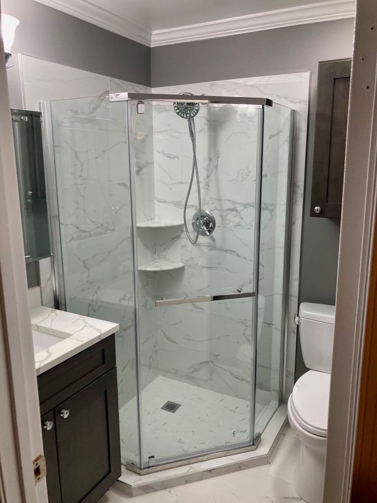 Fairfax Va - Neo Angle White Marble - Modern - Bathroom - DC Metro - by ...