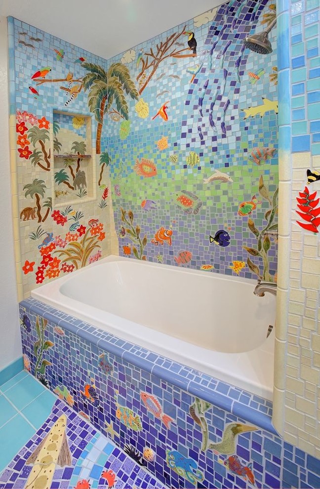 Example of an island style bathroom design in Santa Barbara