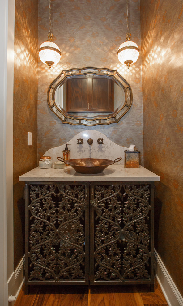 Design ideas for a country bathroom in Jacksonville with freestanding cabinets.