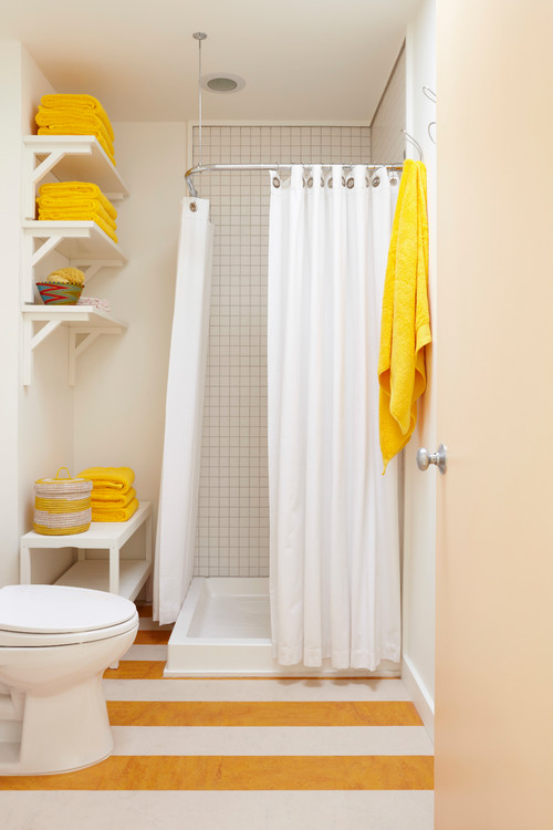 Yellow Sunshine: Very Small Bathroom Ideas with a Splash of Contemporary Yellow and White