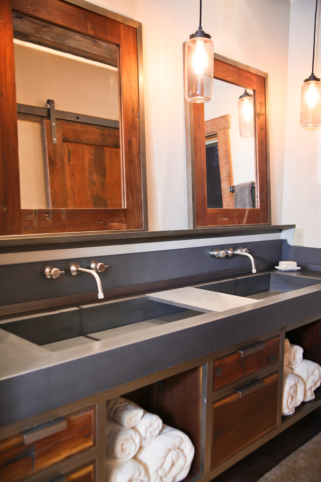 Floating vanities and concrete sinks Contemporary Bathroom Other
