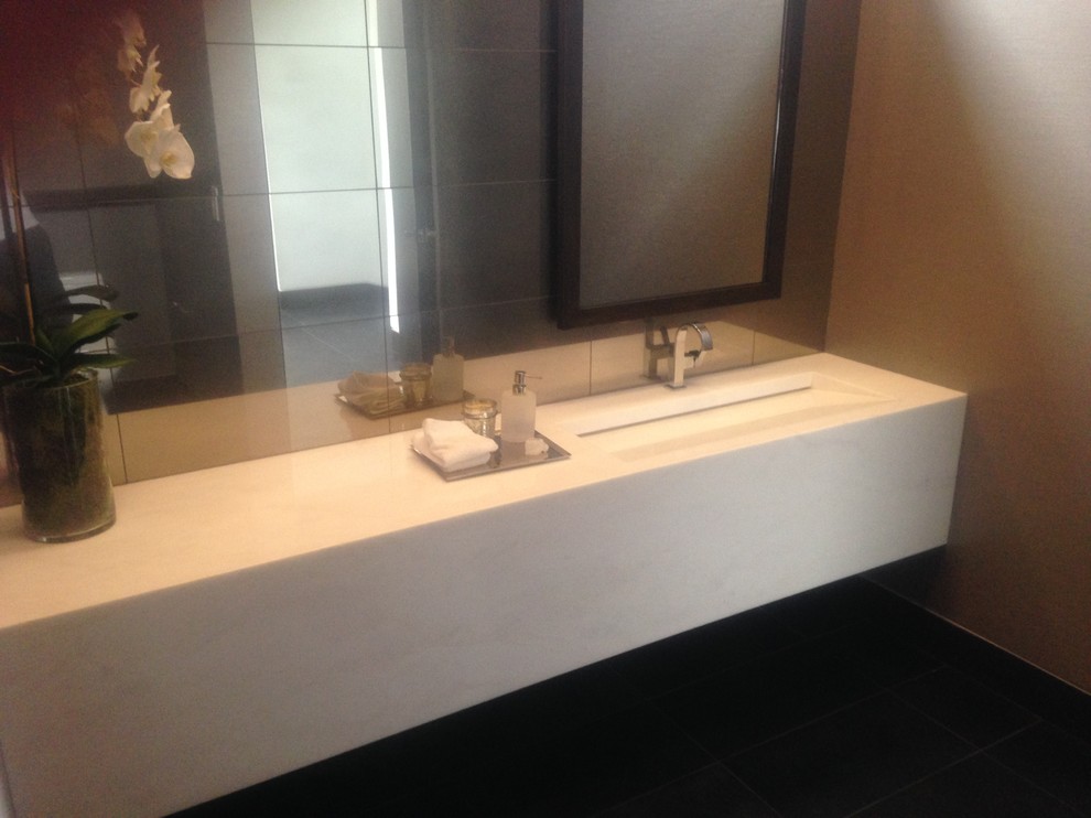 Floating Vanity With Integrated Ramp Sink Contemporary Bathroom