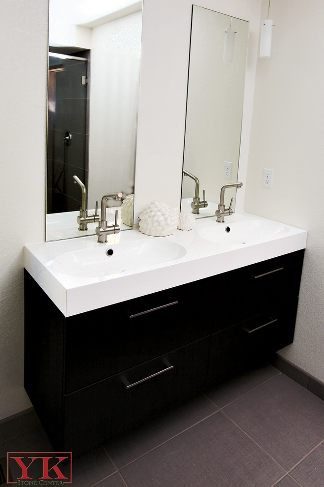 Floating vanity Contemporary Bathroom Denver by YK Stone Center