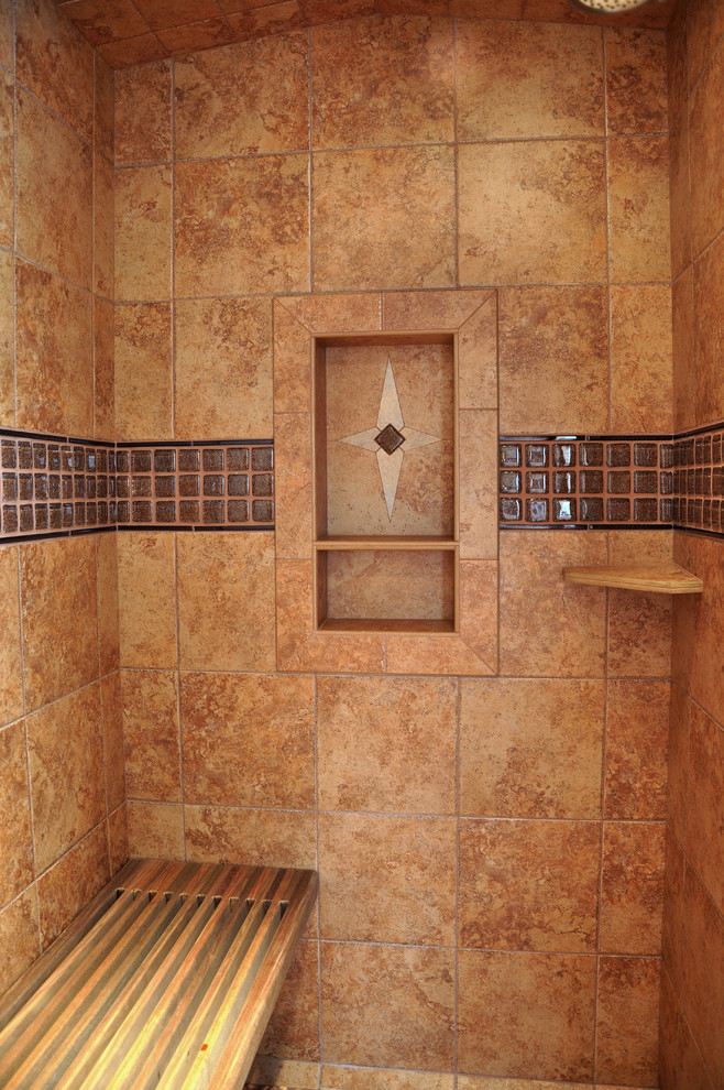 Fold out Shower Bench and Niche Traditional Bathroom Seattle by