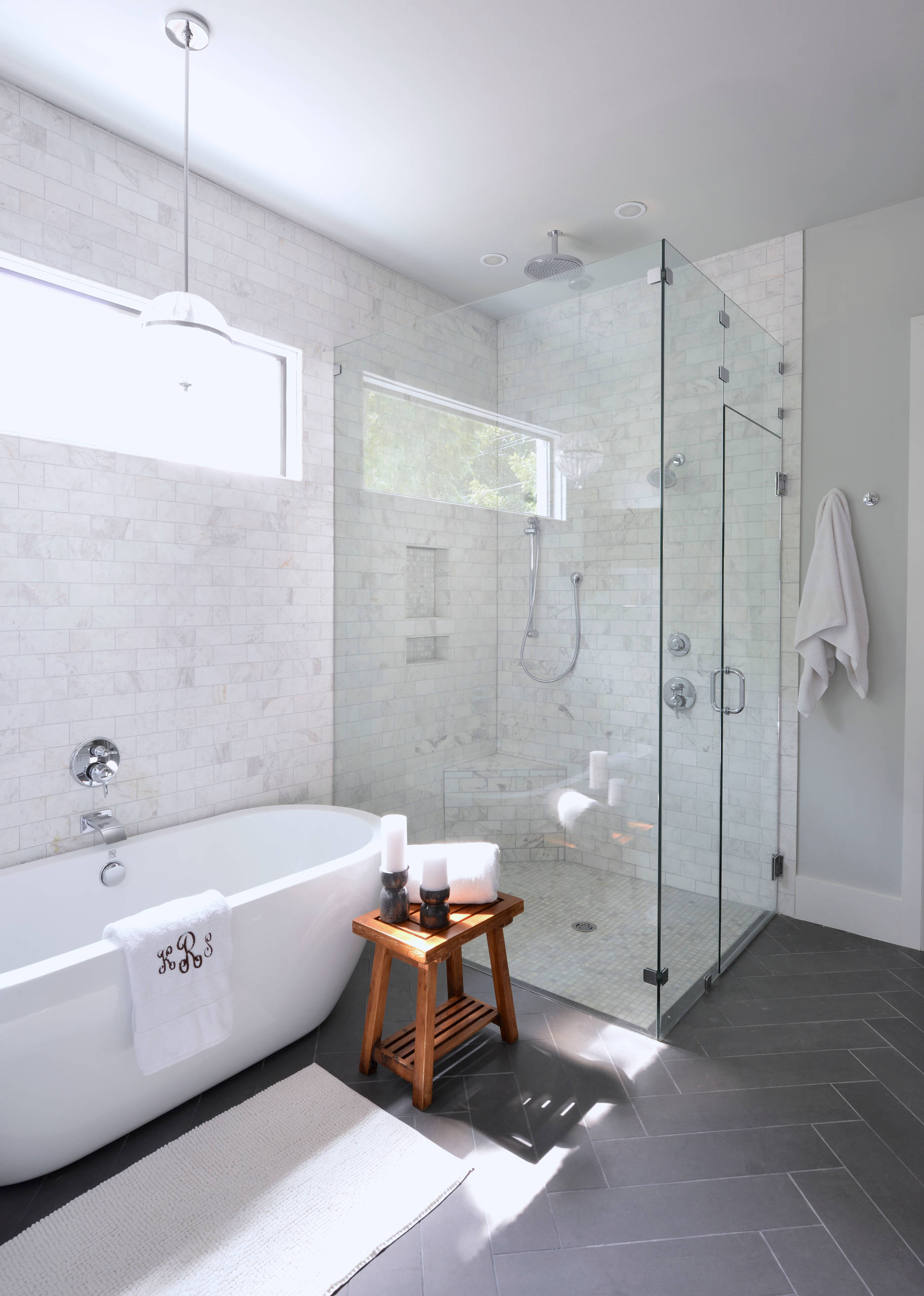 75 White Tile Bathroom With Gray Walls