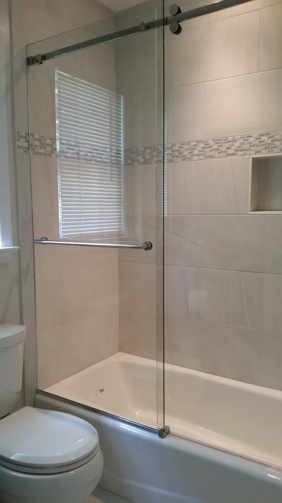 Frameless Sliding Glass Tub Door & Panel Enclosure Modern Bathroom DC Metro by Noble