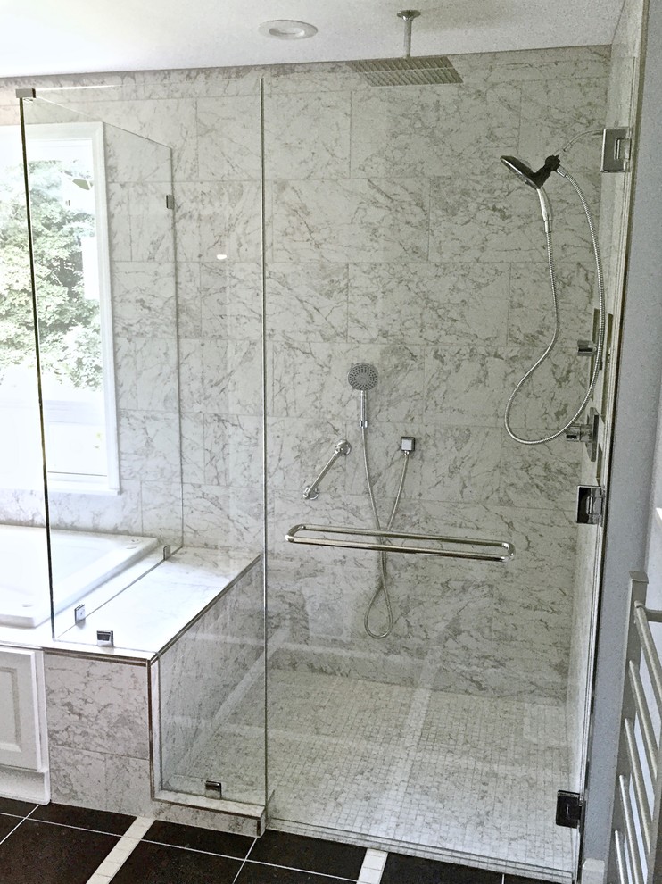 Frameless shower glass with benches - Transitional - Bathroom - Other ...