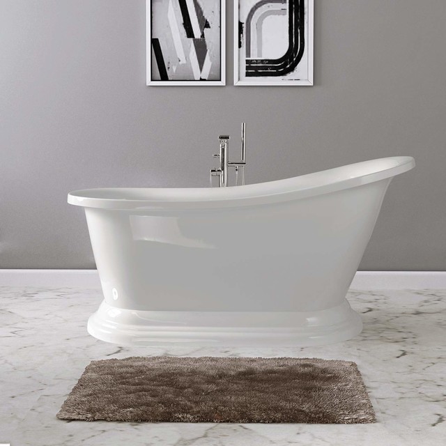 Frances 67" Slipper Pedestal Freestanding Bathtub, White Classique