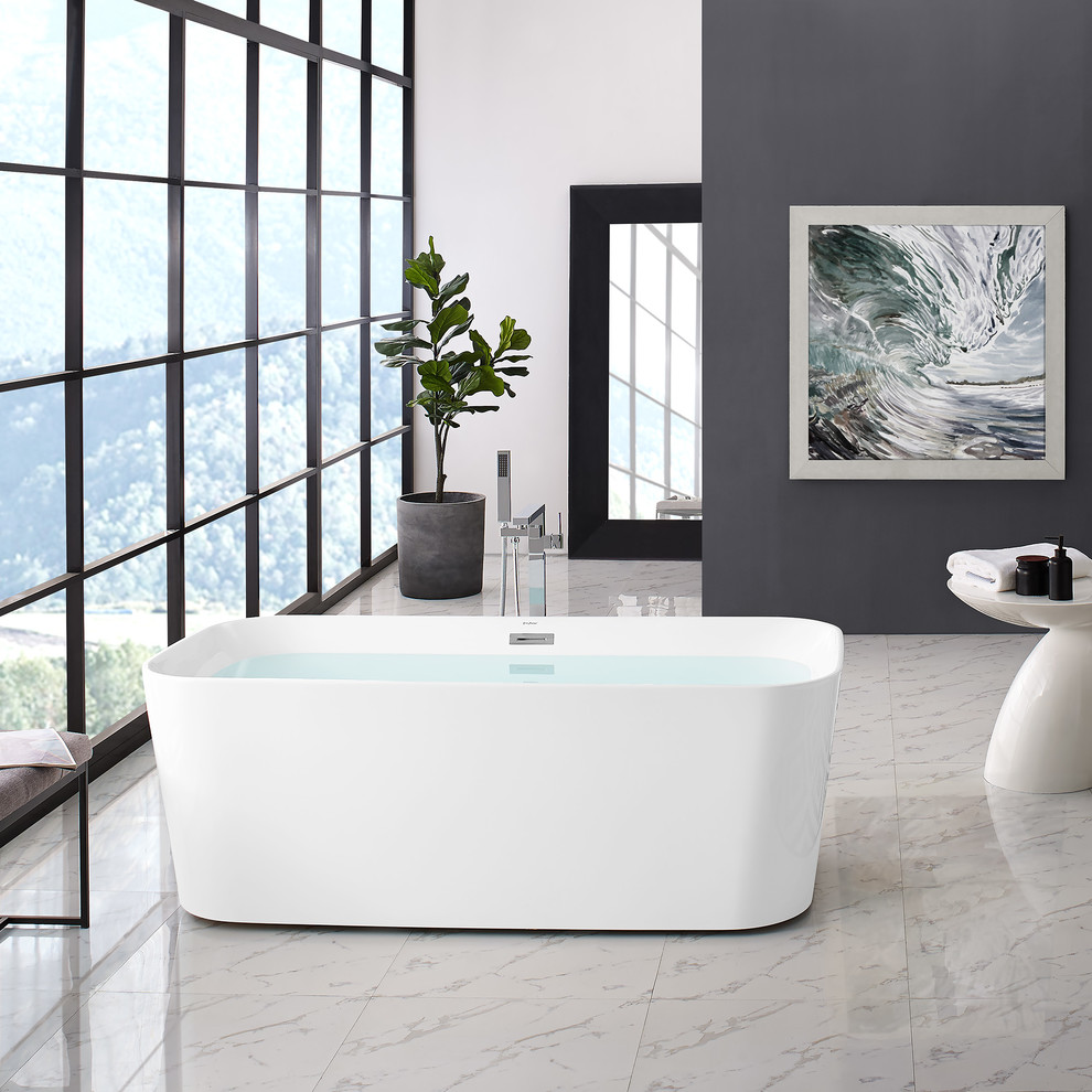 Inspiration for a contemporary bathroom in New York with a freestanding bath.