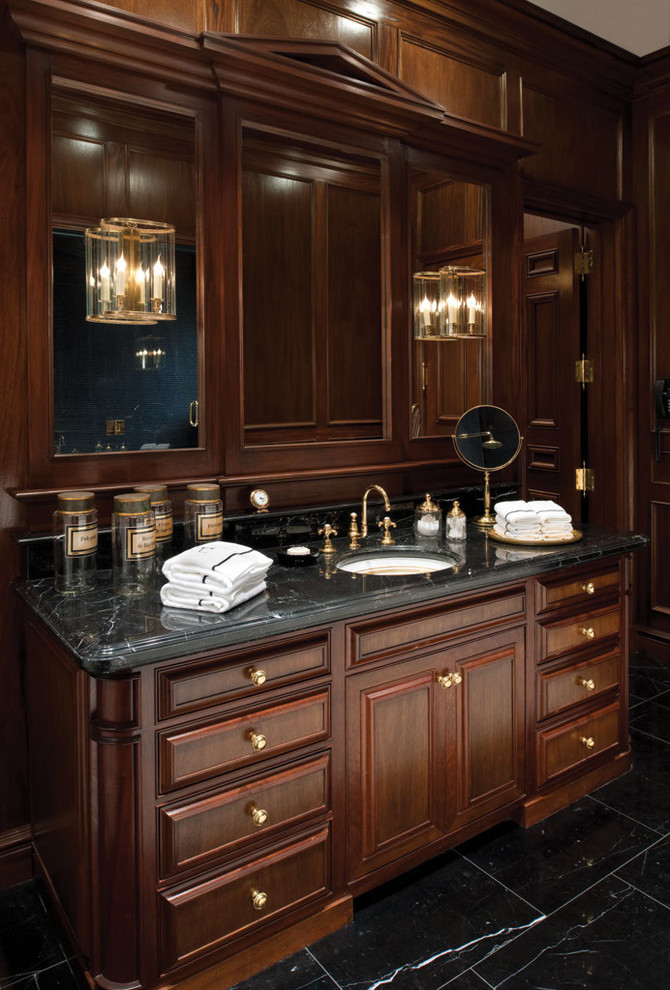 French Chateau Mediterranean Bathroom Dallas by Interiors by