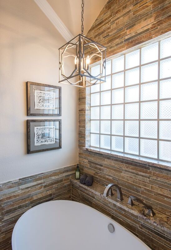 Transitional beige tile and stone tile bathroom photo in Dallas