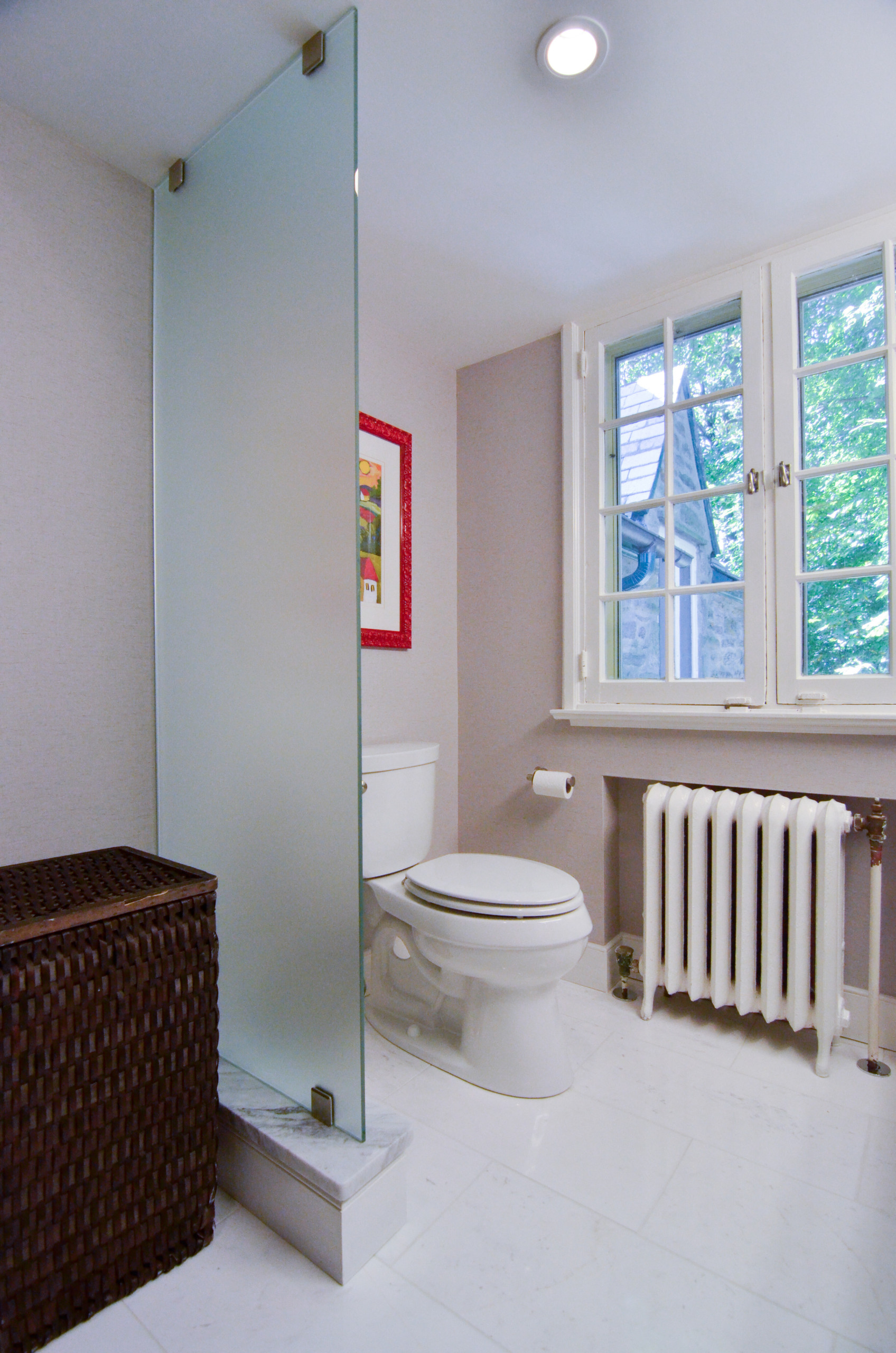 Frosted Glass Toilet Room Partition Transitional Bathroom Philadelphia By Dremodeling Houzz