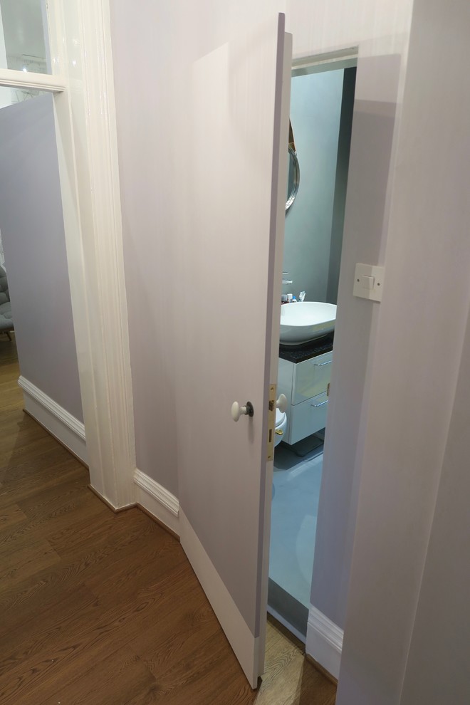 Photo of a small contemporary family bathroom in London.