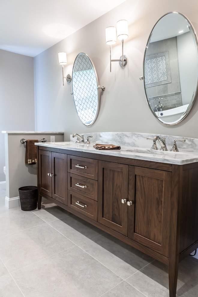 Furniture Vanity in a walnut finish Transitional Bathroom New