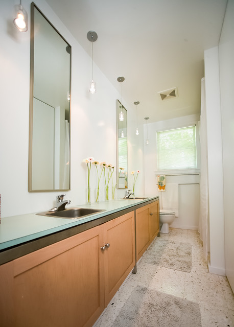 Galley Style Bathroom with His and Her Sinks - Modern - Bathroom ...