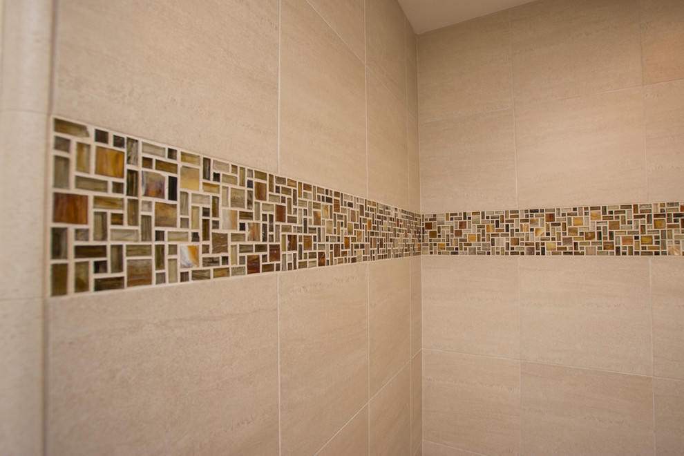 Glass Accent Tile Liner in Shower Eclectic Bathroom San Francisco