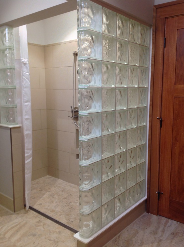 Glass block roll in shower with an accessible design Columbus Ohio ...