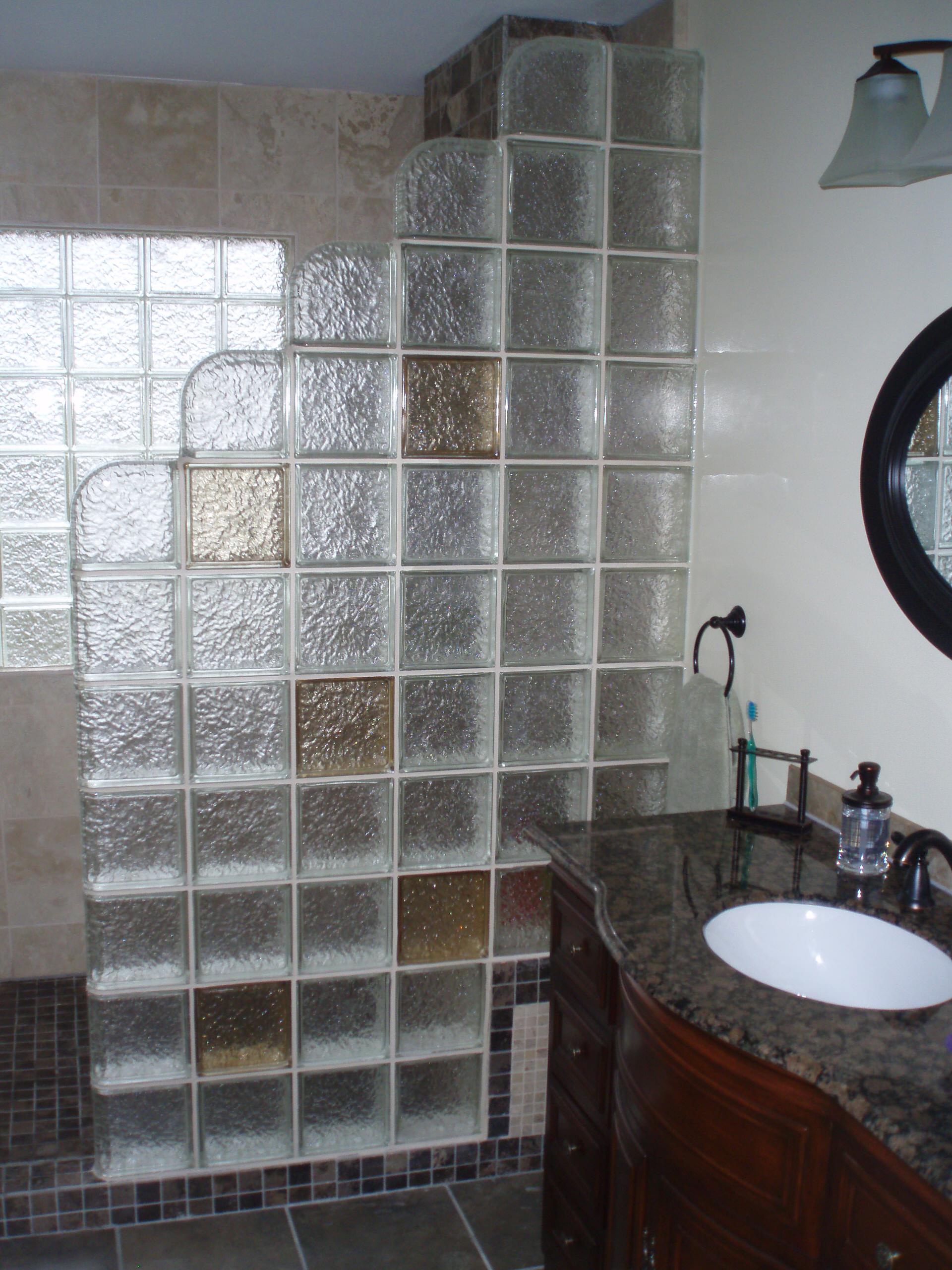 Glass Block Shower Wall Houzz, Glass Block Tiles Bathroom
