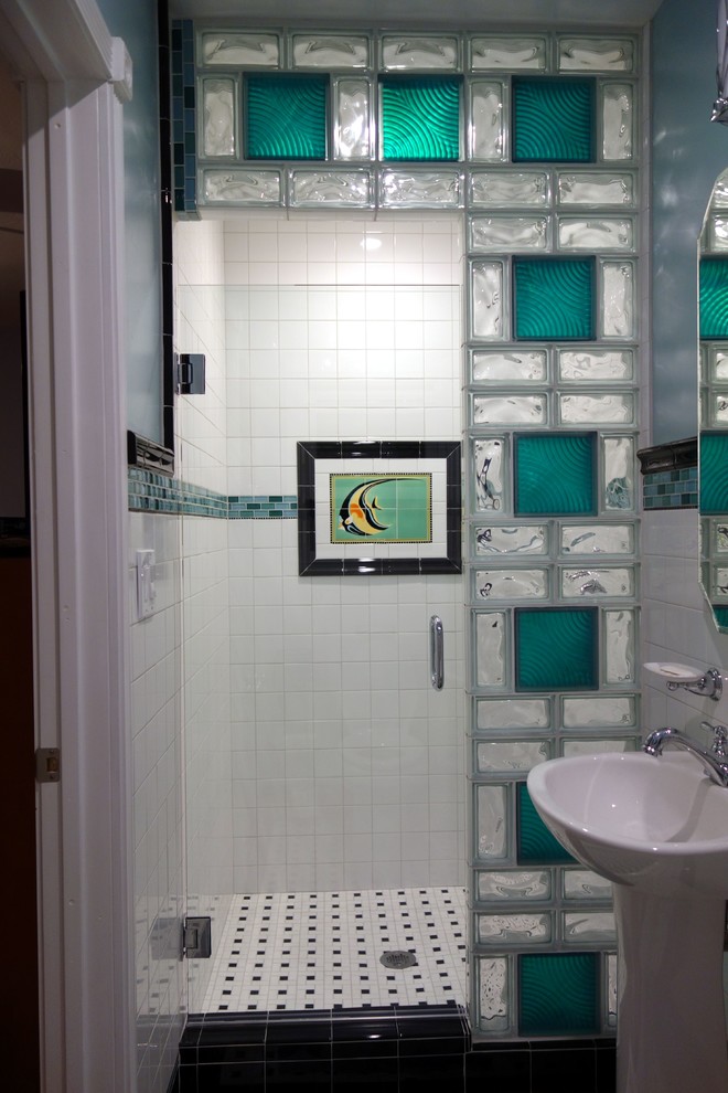 Example of an island style bathroom design in Cleveland